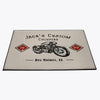 Personalized Custom Chopper Motorcycle Doormat | Beige and Red Rug | Door and Floor Rug - Deja Blue Studios