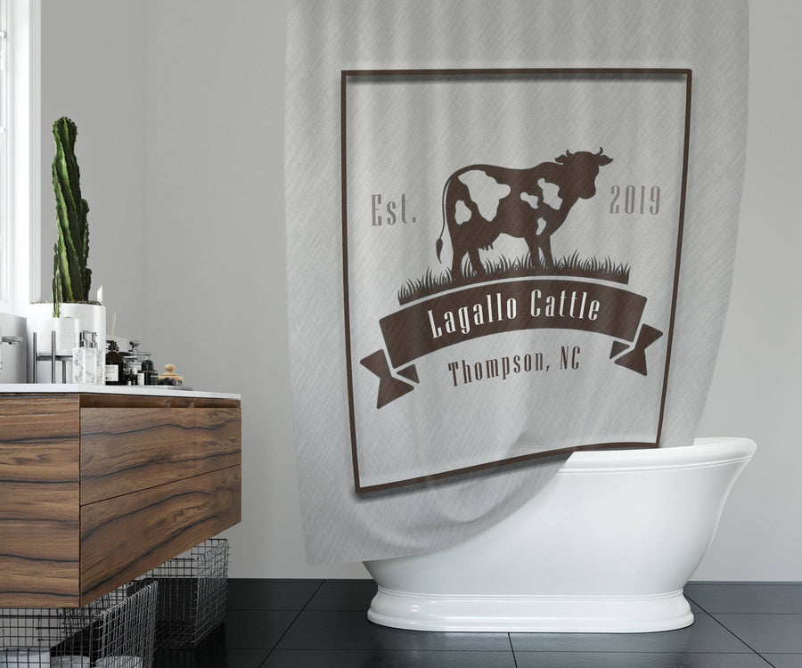 Farmhouse Cattle Shower Curtain Personalized | Chic Farm Shower Curtains - Deja Blue Studios