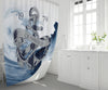 Personalized Nautical Shower Curtain | Anchor and Waves | Ocean Bath Decor - Deja Blue Studios