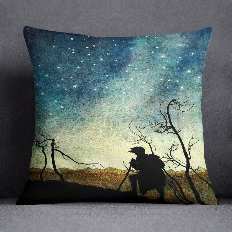 Rustic Starry Night Throw Pillow | Outdoor, Camping, Hiking, Nature Throw PIllow - Deja Blue Studios