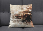 Rustic Vintage Car Throw Pillow | Grunge, Old Auto, Brown Sofa Cushion - Deja Blue Studios