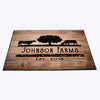 Personalized Rustic Angus Cow Farmhouse Door Rug | Rustic Wood Print | Front Doormat - Deja Blue Studios