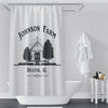 Personalized Old Schoolhouse Farm Shower Curtain | Black and Gray | Minimalist Farmhouse, Country Decor - Deja Blue Studios