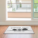 Personalized Old Farm Schoolhouse Doormat | Black and Gray | Door and Floor Rug | SImple | Farm Theme - Deja Blue Studios