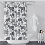 Gray Scale Farm Animal Shower Curtain | Black and White | Chic Bath Curtain | Cows, Pigs, Sheep, Chicken - Deja Blue Studios