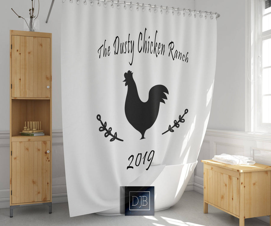 Personalized Chicken Farmhouse Shower Curtain - Deja Blue Studios