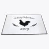 Personalized Black and White Chicken Farmhouse Door Rug | Front Doormat - Deja Blue Studios