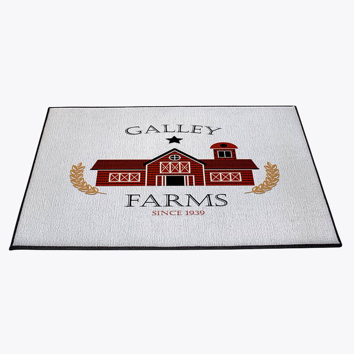 Personalized Red Barn Farmhouse Door Rug | Front Doormat | Farm Name | Housewarming Gift - Deja Blue Studios