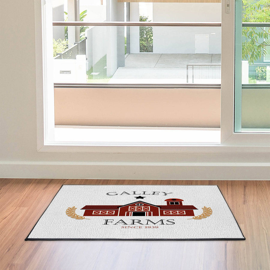 Personalized Red Barn Farmhouse Door Rug | Front Doormat | Farm Name | Housewarming Gift - Deja Blue Studios