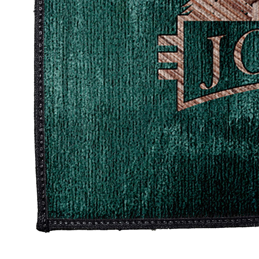 Personalized Green Whitetail Deer Door Rug | Front Doormat | Rustic, Cottage, Woodland, Cabin - Deja Blue Studios