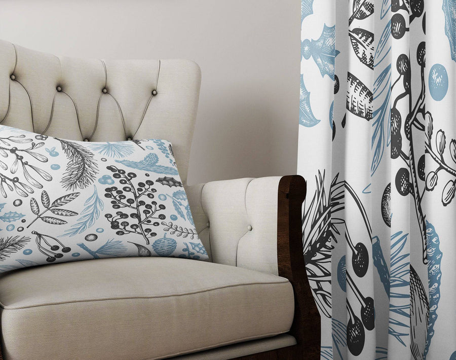 Blue Pine Window Curtain Panels - Deja Blue Studios