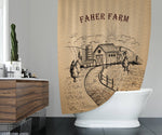 Personalized Tan Leather Farm Field Shower Curtain | Farmhouse Shower Curtain - Deja Blue Studios