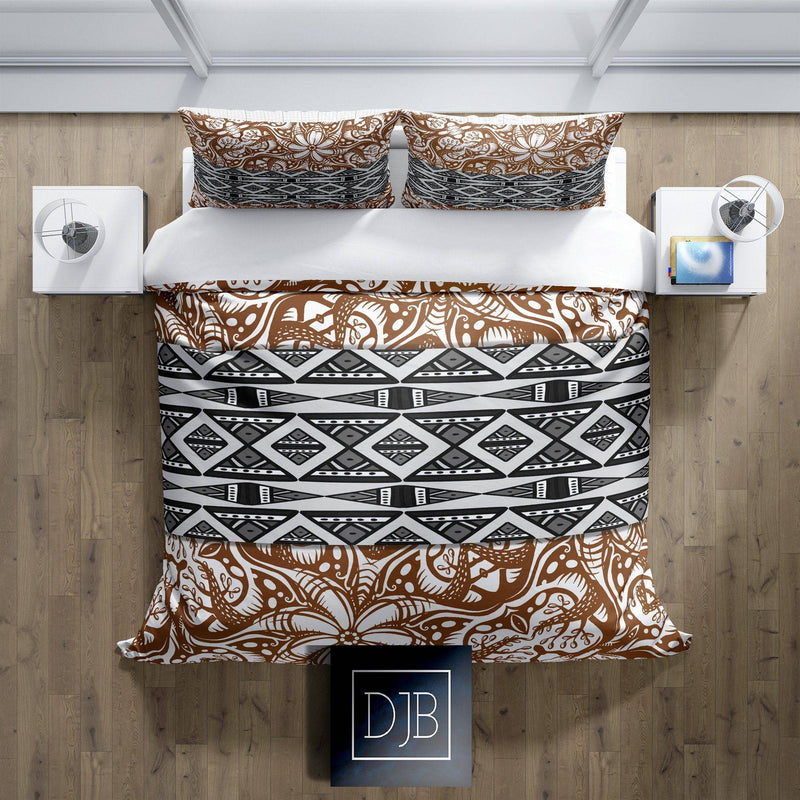Floral Boho Pattern Bedding | Comforter or Duvet Cover - Deja Blue Studios
