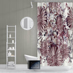 Burgundy and Beige Farmhouse Floral Shower Curtain - Deja Blue Studios