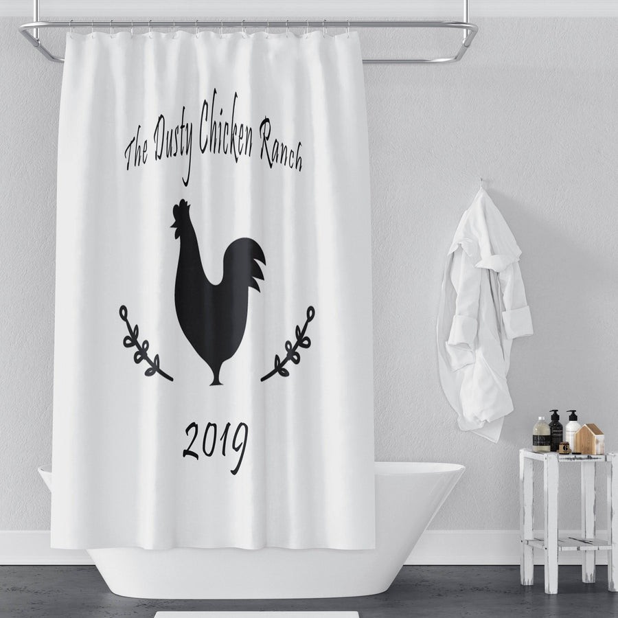 Personalized Chicken Farmhouse Shower Curtain - Deja Blue Studios