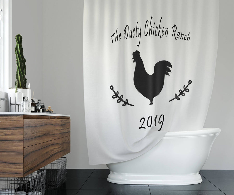 Personalized Chicken Farmhouse Shower Curtain - Deja Blue Studios
