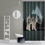 Rustic Mountains and Plaid Bear Shower Curtain | Forest, Wildlife Shower Curtain | Hunting, Outdoors - Deja Blue Studios
