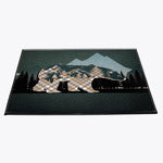 Green Rustic Plaid Bear Door Rug | Front Doormat | Hunting, Cabin, Cottage, Woodland | Housewarming Gift - Deja Blue Studios