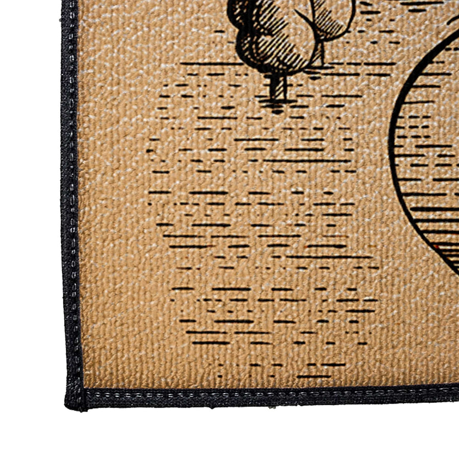 Personalized Tan Barn and Farm Field Door Rug | Front Doormat | Rustic, Cottage, Woodland, Cabin, Farmhouse - Deja Blue Studios