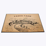 Personalized Tan Barn and Farm Field Door Rug | Front Doormat | Rustic, Cottage, Woodland, Cabin, Farmhouse - Deja Blue Studios