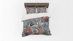 Modern Paisley Comforter or Duvet Cover | Twin, Queen, King Bedding | Gray Multi Color Paisley Pattern - Deja Blue Studios