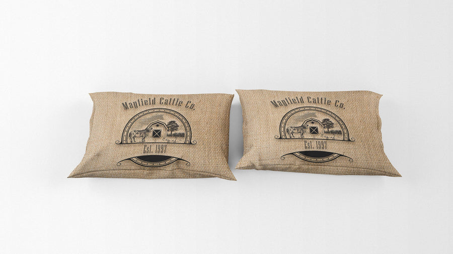 Personalized Duvet Cover | Rustic Farmhouse Bedding | Twin, Queen, King Size | Cow and Pig | Farm Name Logo | Pillow Shams - Deja Blue Studios