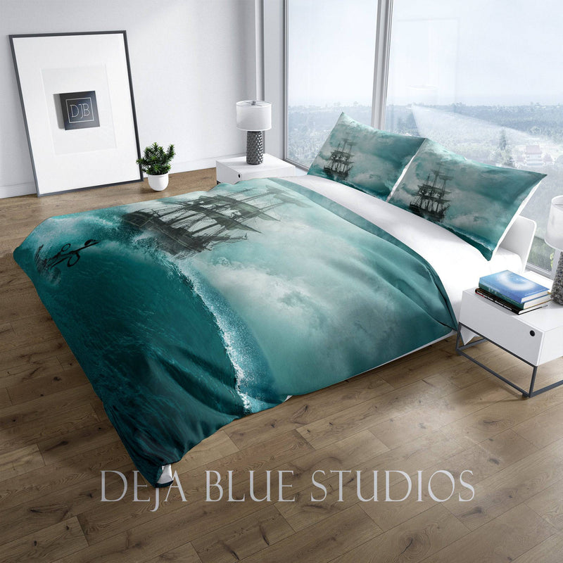 Blue Nautical Comforter or Duvet Cover | Twin, Queen, King Size Bedding | Ocean, Sea Bedding - Deja Blue Studios
