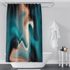 Blue and Tan Smoke Swirl Shower Curtain | Soft Abstract Design - Deja Blue Studios