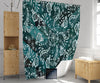 Vibrant Green & Teal Modern Damask Shower Curtain | Cool Pattern Shower Curtain | Bathroom Decor - Deja Blue Studios