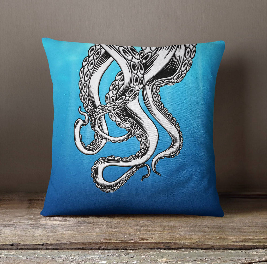 Blue Ocean Nautical Octopus Tentacles Throw Pillows | Square and Rectangle Pillows - Deja Blue Studios