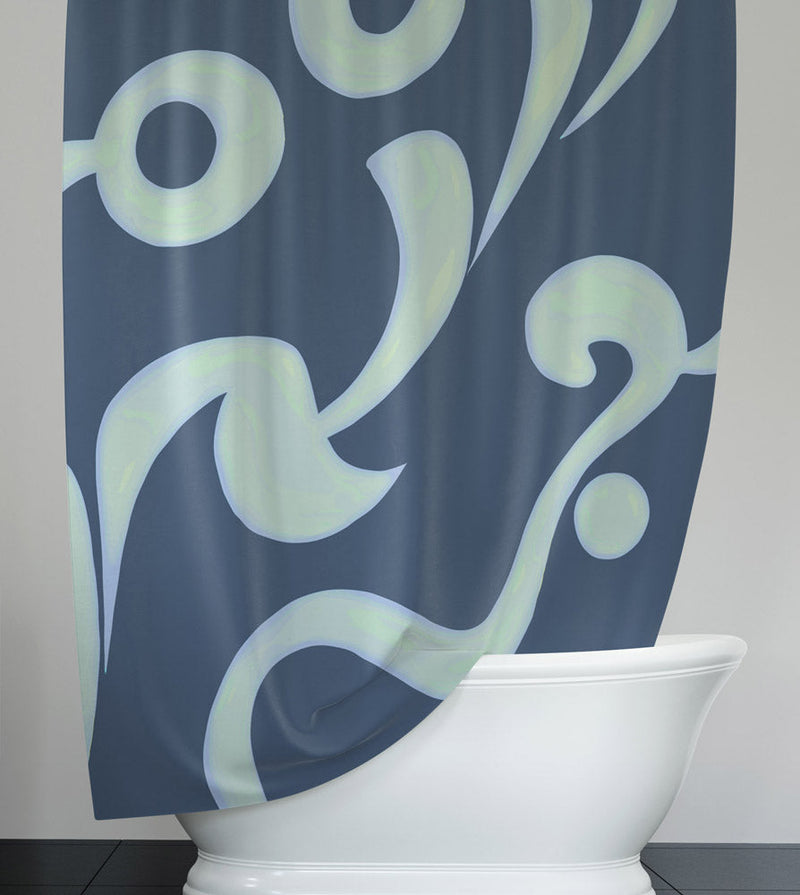 Blue Large Whimsical Pattern Shower Curtain - Deja Blue Studios