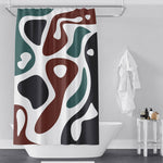 Green, Red and Black Abstract Mid Century Pattern Shower Curtain - Deja Blue Studios