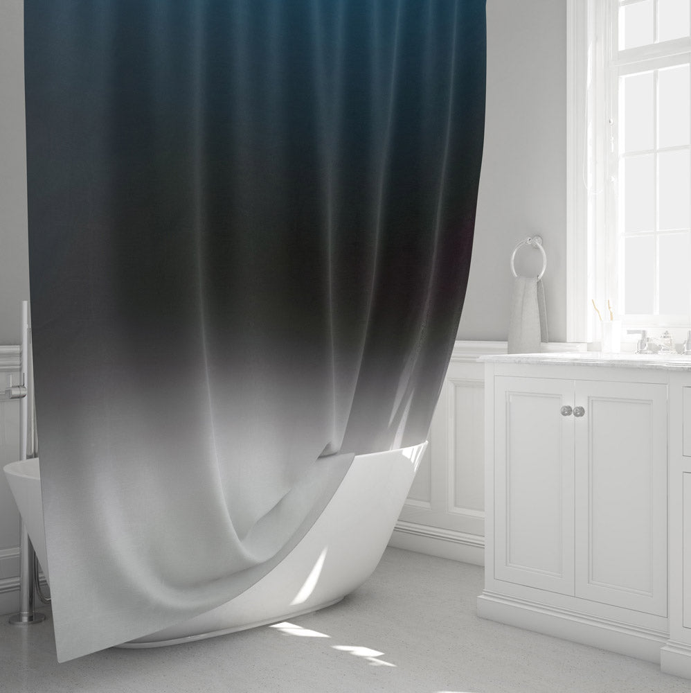 Blue, White, Black Multi Color Gradient Shower Curtain - Deja Blue Studios
