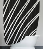 Black and White Abstract Lines Ice Frosting Shower Curtain - Deja Blue Studios