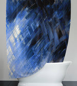 Abstract Blue and White Paint Brush Stroke Shower Curtain - Deja Blue Studios