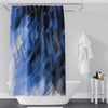 Abstract Blue and White Paint Brush Stroke Shower Curtain - Deja Blue Studios