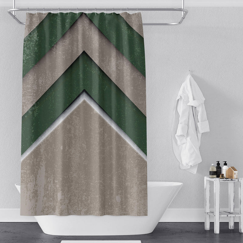 Green and Brown Rustic Chevron Pattern Shower Curtain - Deja Blue Studios