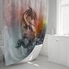 Dragon Shower Curtain - Bright Watercolor Stain Style Print - Deja Blue Studios