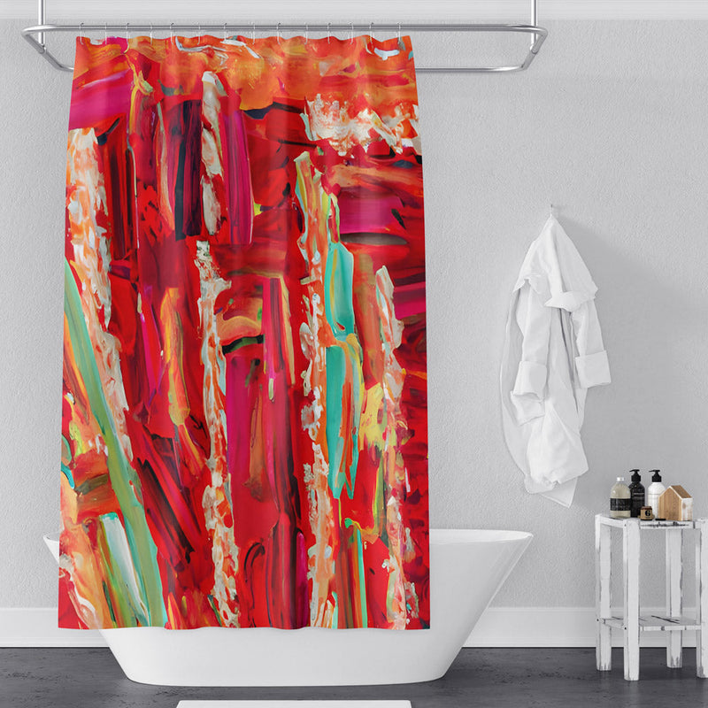 Bohemian Abstract Paint Stripe Pattern Shower Curtain - Deja Blue Studios