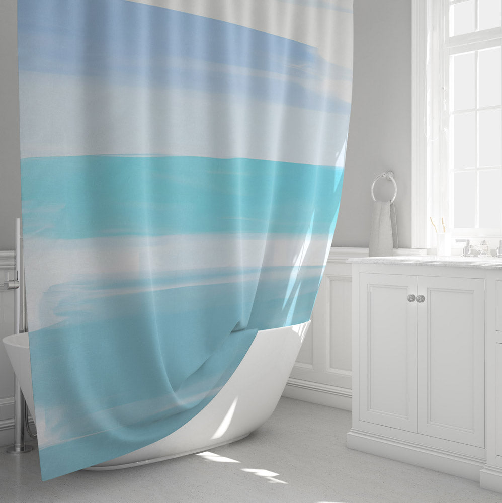 Light Color Blue Stroke Stripes Shower Curtain - Deja Blue Studios