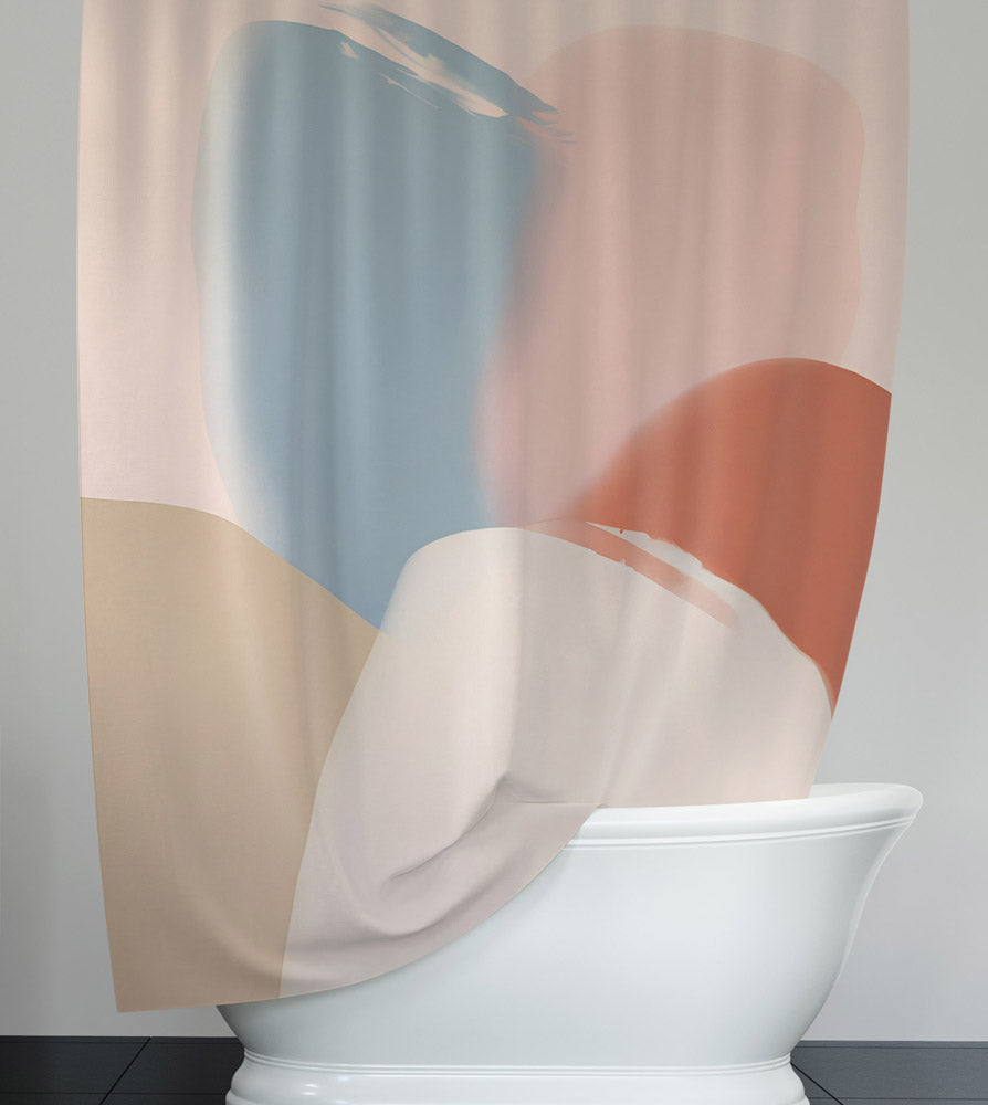 Multi Color Whimsical Abstract Shapes Shower Curtain - Deja Blue Studios