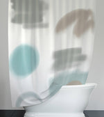Whimsical Shower Curtain - Blue and Gray Abstract Shapes - Deja Blue Studios