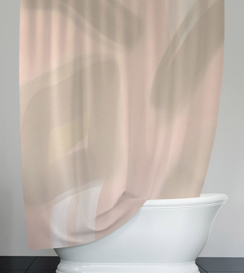 Whimsical Shower Curtain - Chic Pink and Brown Abstract Shapes - Deja Blue Studios