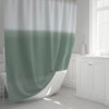 Striped Shower Curtain - Brown, White and Green Watercolor Style - Deja Blue Studios