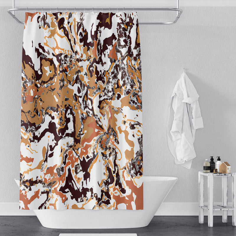 Color Swirl Camo Shower Curtain - Orange and White Design - Deja Blue Studios
