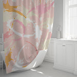 Abstract Shower Curtain - Pink, White and Yellow Paint Splatter Design - Deja Blue Studios