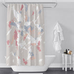 Abstract Shower Curtain - Beige, Blue and White Dropped Paint - Deja Blue Studios
