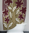 Floral Shower Curtain - Beige and Burgundy Painted Print - Deja Blue Studios