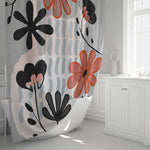 Floral Shower Curtain - Gray, Pink and Orange Modern Contemporary Print - Deja Blue Studios