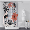 Floral Shower Curtain - Gray, Pink and Orange Modern Contemporary Print - Deja Blue Studios